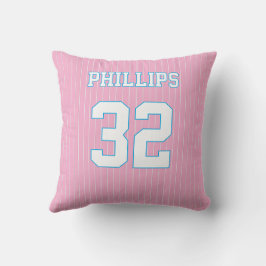 Cojín Decorativo Jersey rosa azul y blanco de sóftbol