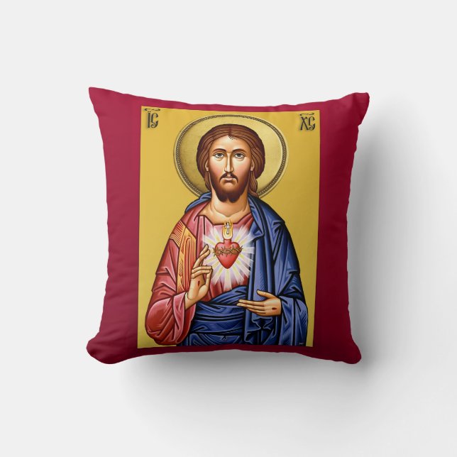 Cojín Decorativo Jesucristo hijo de Dios nuevo rojo (Anverso)