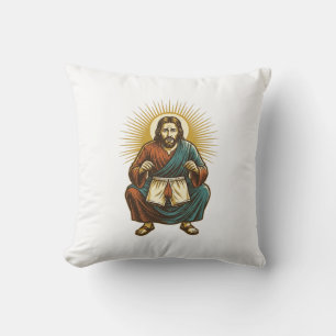 Cojín Decorativo Jesús ajustando incómodo wedgie a mitad de sentadi