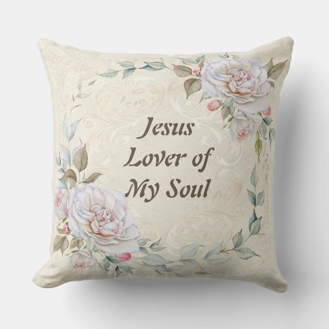 Cojín Decorativo Jesús Amor de mi Alma Floral Pillow (Anverso)