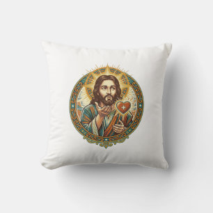 Cojín Decorativo Jesús Besando Corazón Rojo Botón Me Gusta Humor_1