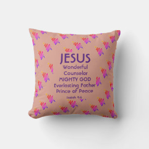 Cojín Decorativo JESÚS Christian Scripting Isaiah 9:6 PINK