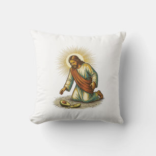Cojín Decorativo Jesús dejó caer aguacate fresco cortado en rodajas