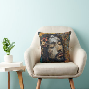 Cojín Decorativo Jesús en la religión de la flor de la corona