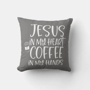 Cojín Decorativo Jesús En Mi Corazón Café En Mis Manos