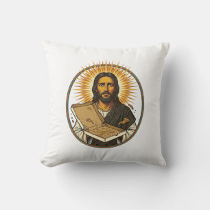 Cojín Decorativo Jesús engañado por caja de pizza vacía Humor de co