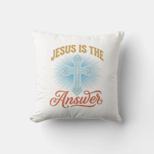 Cojín Decorativo Jesús Es la Respuesta Diseño de Cruz Cristiana Vec