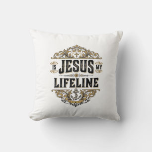 Cojín Decorativo Jesús Es Mi Línea De Vida Camiseta Vintage Cristia