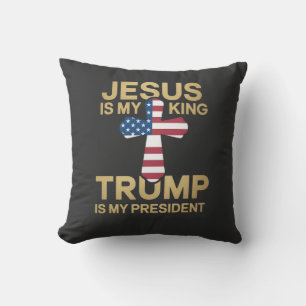 Cojín Decorativo Jesús Es Mi Rey, Trump Es Mi Presidente