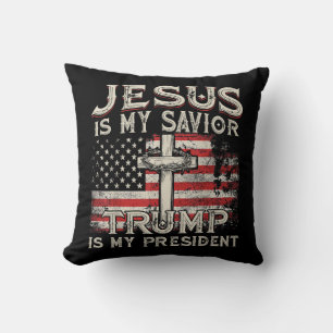 Cojín Decorativo Jesús Es Mi Salvador Trump Es Mi Presidente Americ