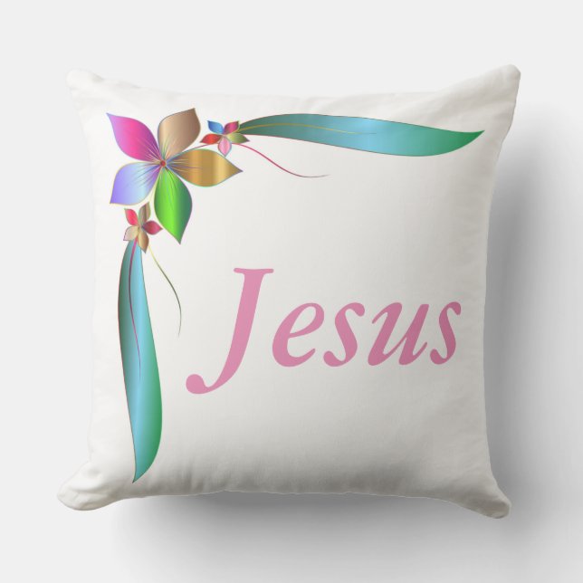 COJÍN DECORATIVO JESUS FLOWER RIBBON (Anverso)