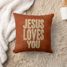 Cojín Decorativo Jesus Loves You Rustic Christian Encouragement