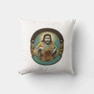 Cojín Decorativo Jesús mancha de café los pantalones antes de reuni