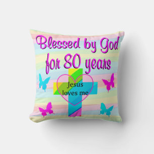 COJÍN DECORATIVO JESÚS ME AMA 80 CUMPLEAÑOS