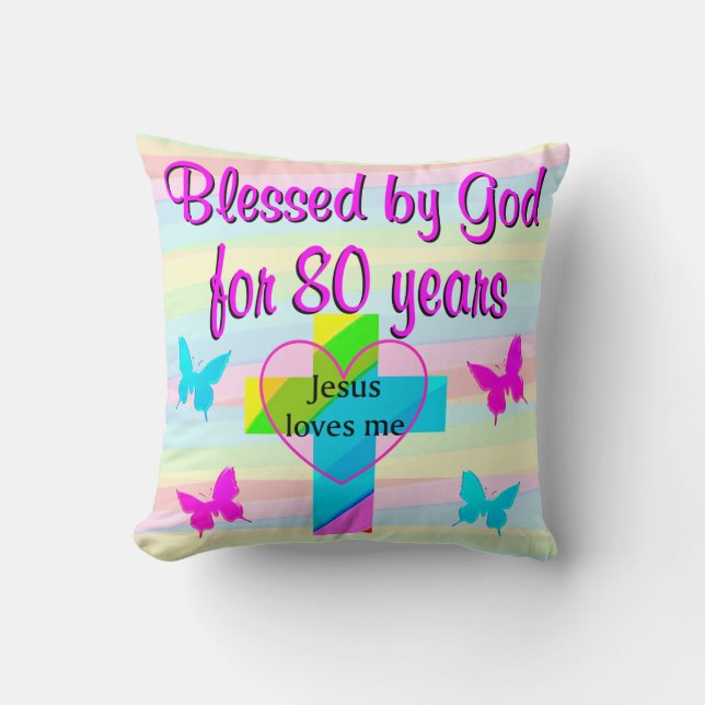 COJÍN DECORATIVO JESÚS ME AMA 80 CUMPLEAÑOS (Anverso)