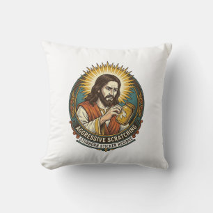Cojín Decorativo Jesús Molesto Pegatina De Papel Residuo Tienda