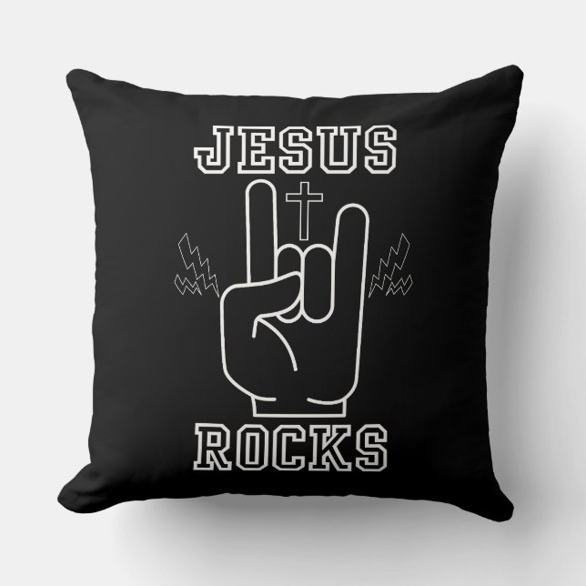 Cojín Decorativo Jesús roca festival bíblico (Anverso)