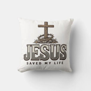 Cojín Decorativo Jesús Salvó Mi Vida Grabado Vintage Diseño Cristia