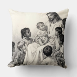 Cojín Decorativo Jesús sentado con niños