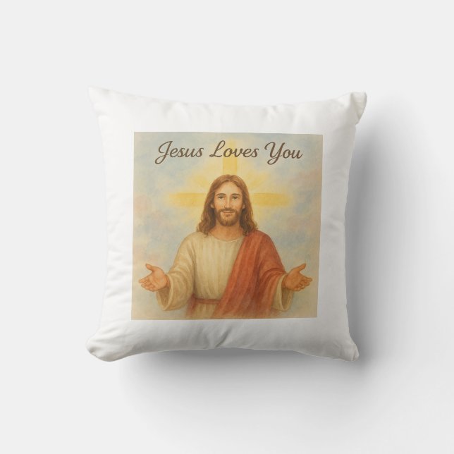 Cojín Decorativo Jesús te ama (Anverso)
