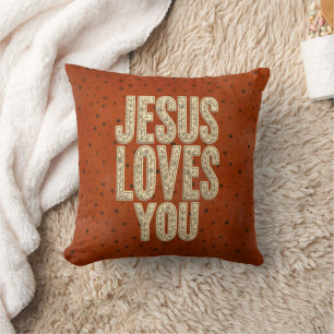 Cojín Decorativo Jesús Te Ama Estimulo Cristiano Rústico