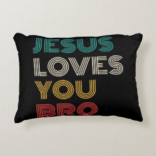 Cojín Decorativo Jesús Te Ama Hermano, Gracioso Retro De Fe Cristia