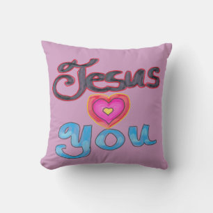 Cojín Decorativo Jesus Te Ama Nombre Personalizado Lavanda