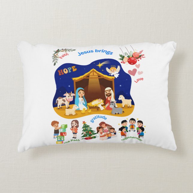 Cojín Decorativo Jesús trae amor, esperanza y fuerza (Anverso)