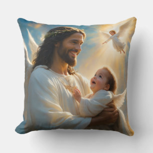 Cojín Decorativo Jesús y ángel bebé