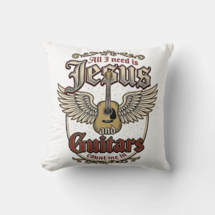 Cojín Decorativo Jesús y guitarras guitarra cristiana vintage