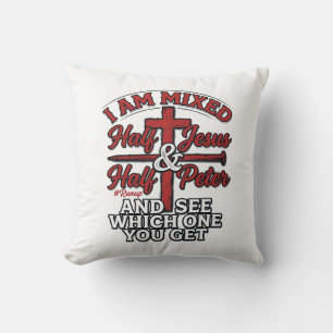 Cojín Decorativo Jesús y Pedro mezclados Humor Cristiano Vintage
