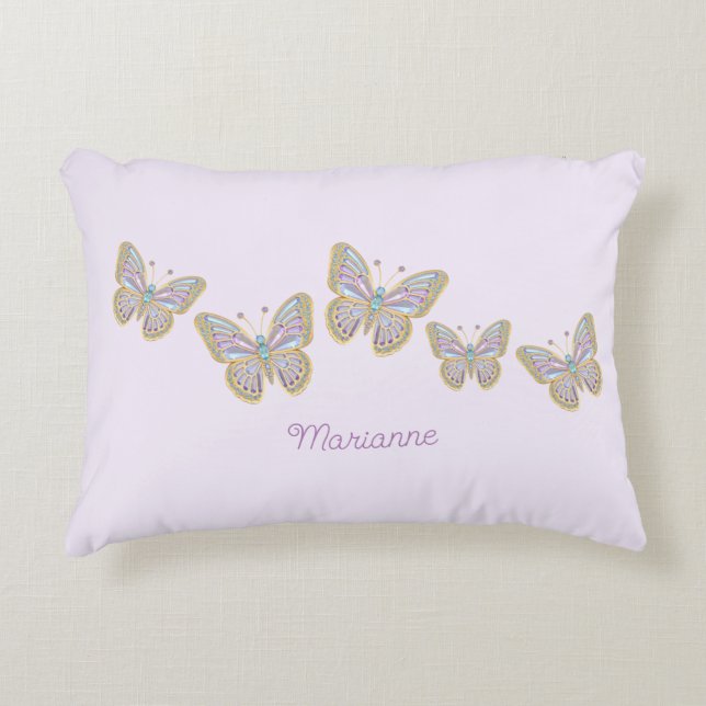 Cojín Decorativo Jewel Butterflies Purple Blue Gold (Anverso)
