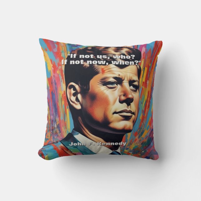 Cojín Decorativo JFK John F. Kennedy Cita Inspiración Motivacional (Anverso)