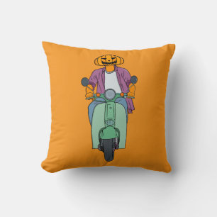 Cojín Decorativo Jinete de calabaza en scooter menta