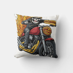 Cojín Decorativo Jinete de Hot Dog � Calavera de Motociclista Diver