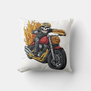 Cojín Decorativo Jinete de Hot Dog � Calavera de Motociclista Diver