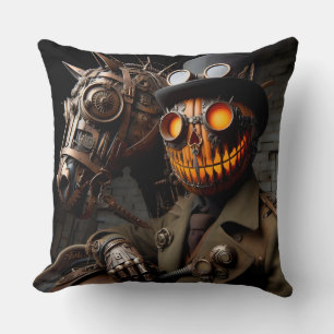 Cojín Decorativo Jinete de la Calabaza de Halloween Steampunk