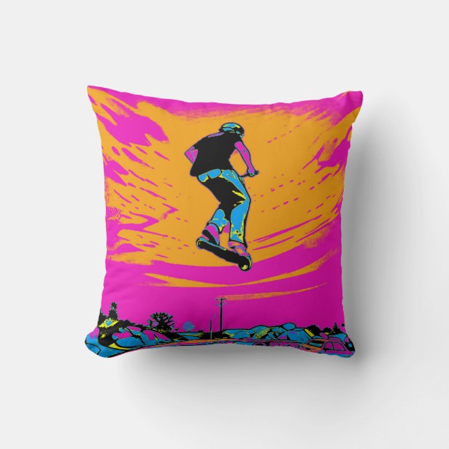 Cojín Decorativo Jinete de Scooter de Alta Falla - Scooter de Acrob (Anverso)
