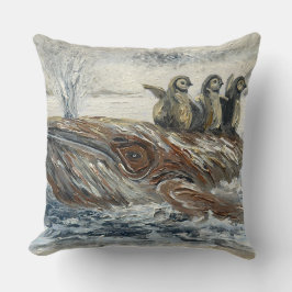 Cojín Decorativo Jinetes de Ballenas Ballena Caprichosa y Océano de