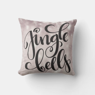 Cojín Decorativo Jingle Belles Script Purpurina de Plata Navidad