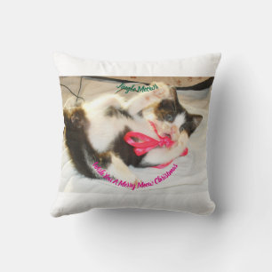 Cojín Decorativo Jingle de Texto de Foto de Gatito Maúlla, Personal