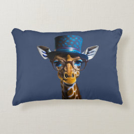 Cojín Decorativo Jirafa con sombrero de copa y gafas