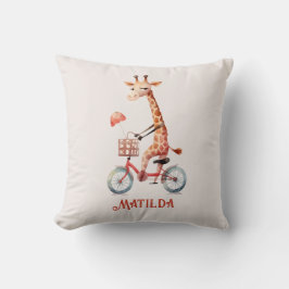 Cojín Decorativo Jirafa de circo linda en bicicleta Niño/a 