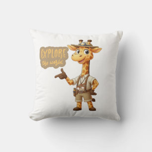 Cojín Decorativo Jirafa Exploradora Adorable en safari