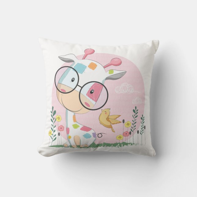 Cojín Decorativo Jirafa feliz del bebé (Anverso)
