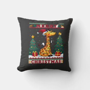 Cojín Decorativo Jirafa feos suéteres de Navidad divertido sombrero