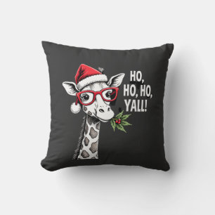Cojín Decorativo Jirafa Linda Con Sombrero De Santa Feliz Navidad J