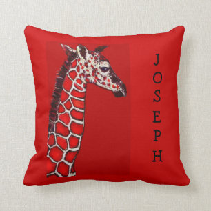 Cojín Decorativo jirafa roja y negra del bebé