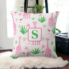 Cojín Decorativo Jirafas monograma Preppy y selva de Cosmopolitans