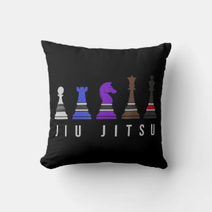 Cojín Decorativo jiu jitsu entrenando ajedrez, regalo bjj con texto